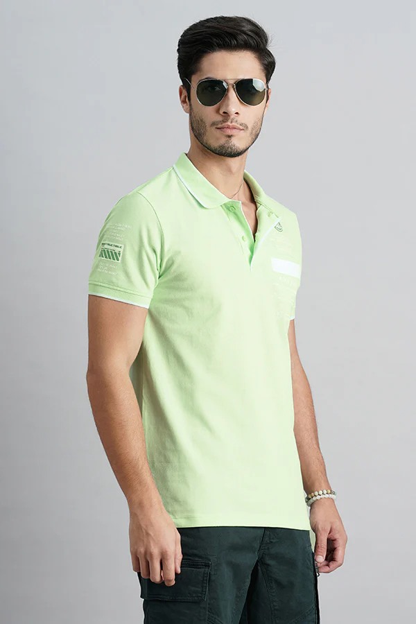 Aptina Green Half Sleeve Pique Polo Tee - Image 3