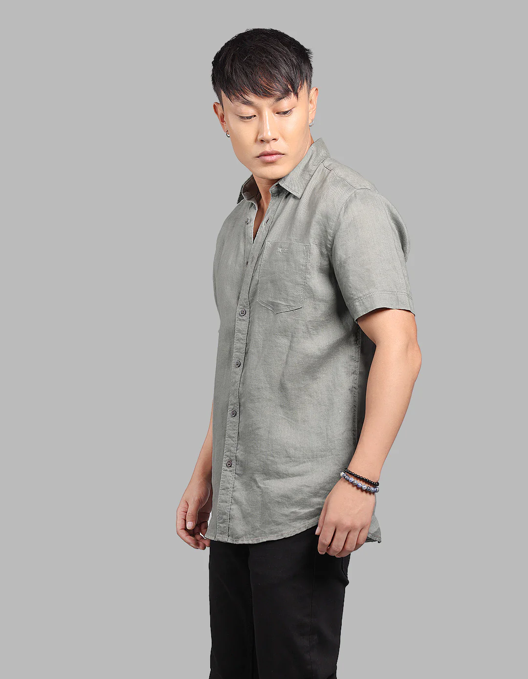 Army Half Sleeve 100% Linen Shirt - Image 3