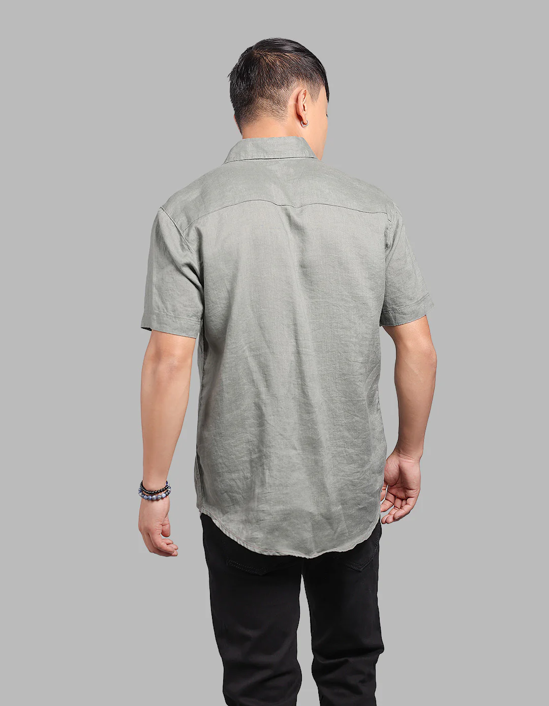 Army Half Sleeve 100% Linen Shirt - Image 5