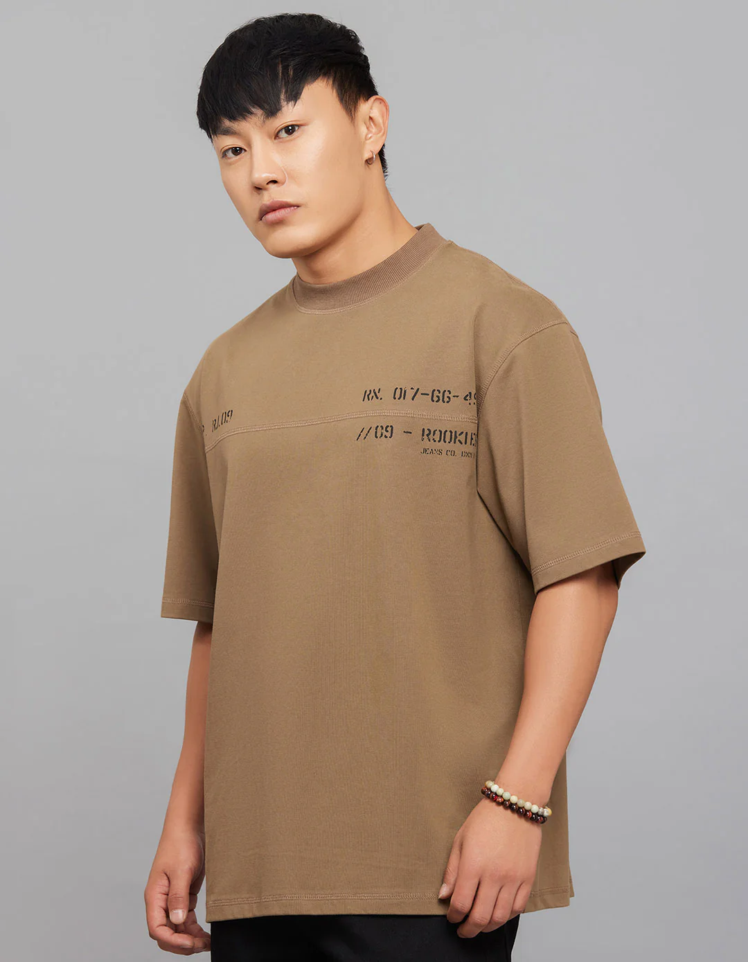 Bean Half Sleeves Round Neck Oversized Tee - Image 3