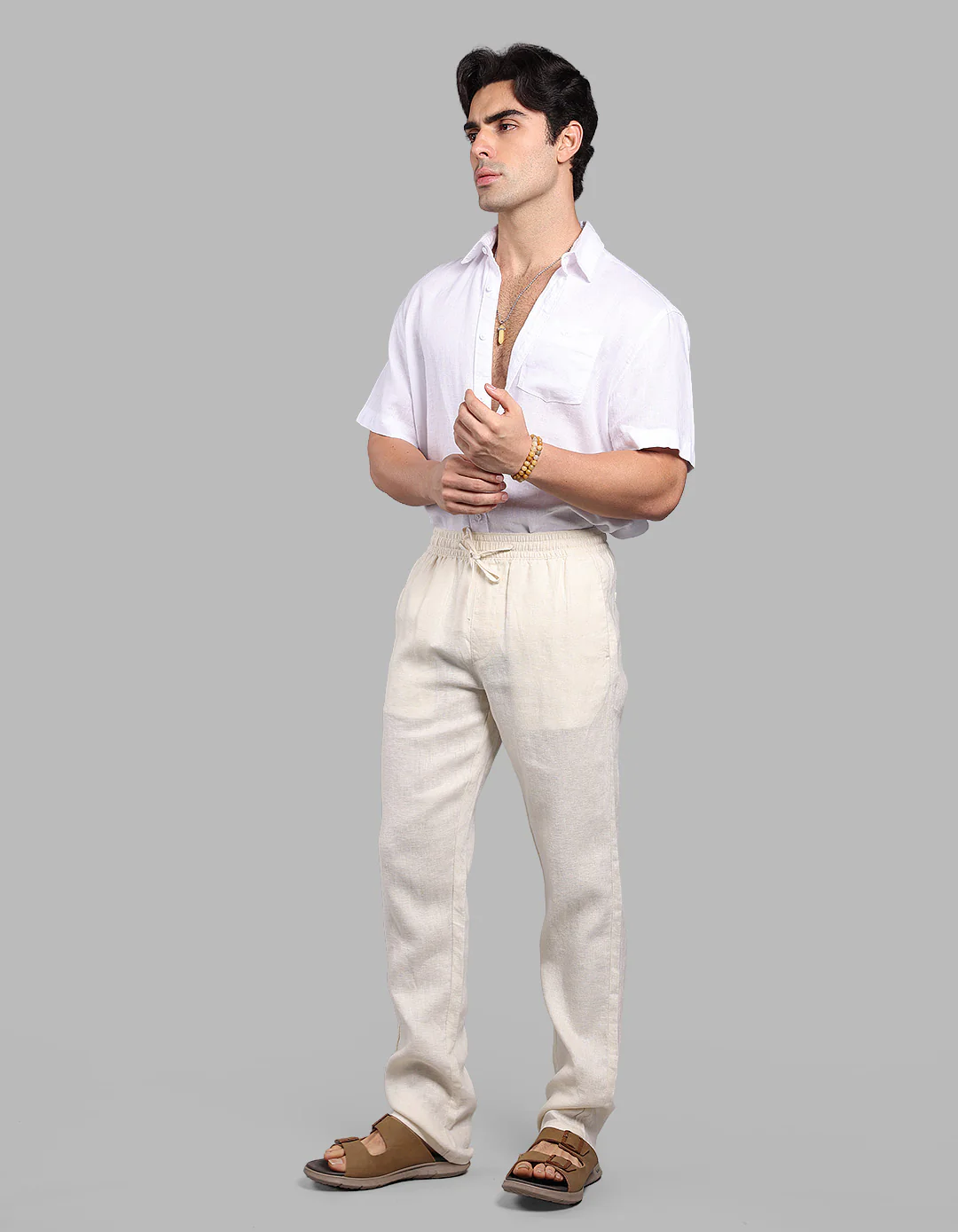 Beige 100% Linen Pant - Image 2