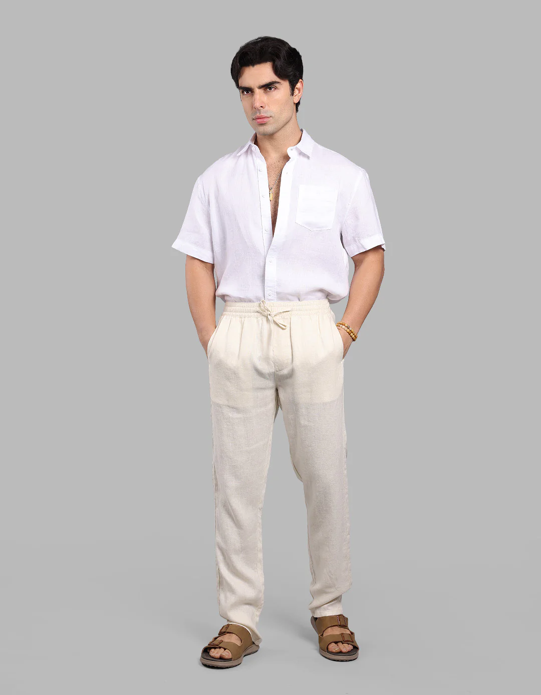 Beige 100% Linen Pant - Image 5