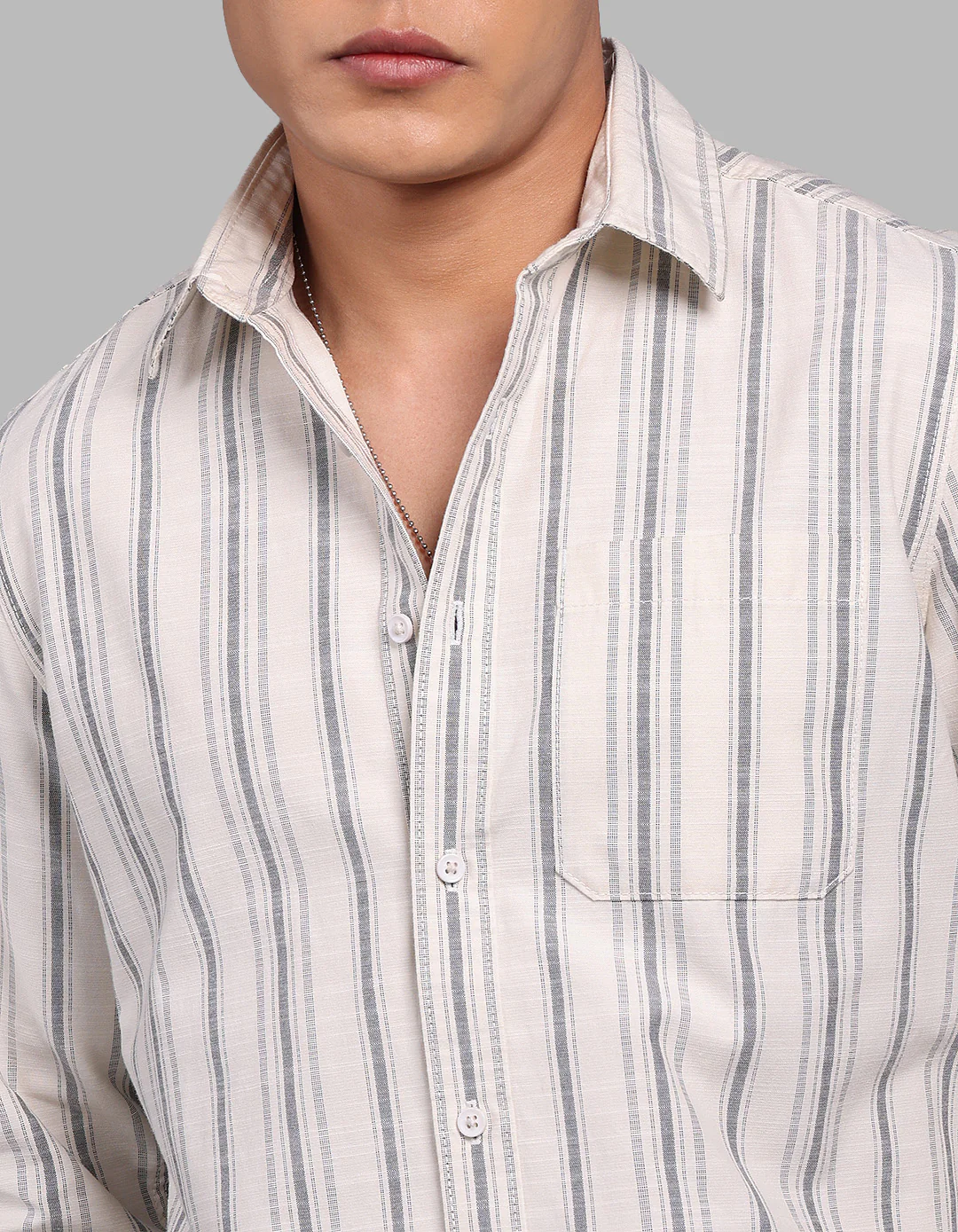Beige Full Sleeve Stripe Shirt - Image 6