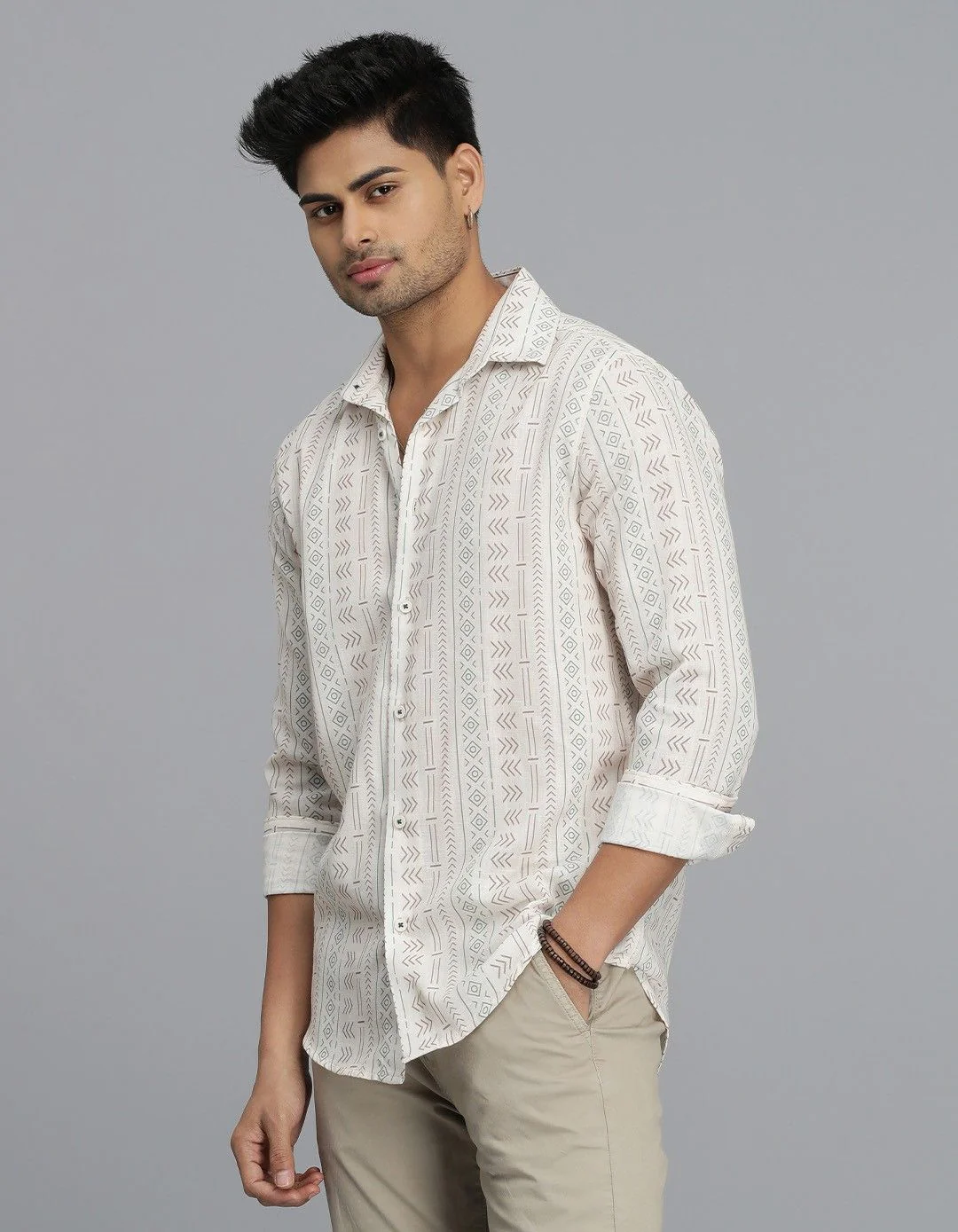 Beige Full Sleeves Printed Shirt - Image 3