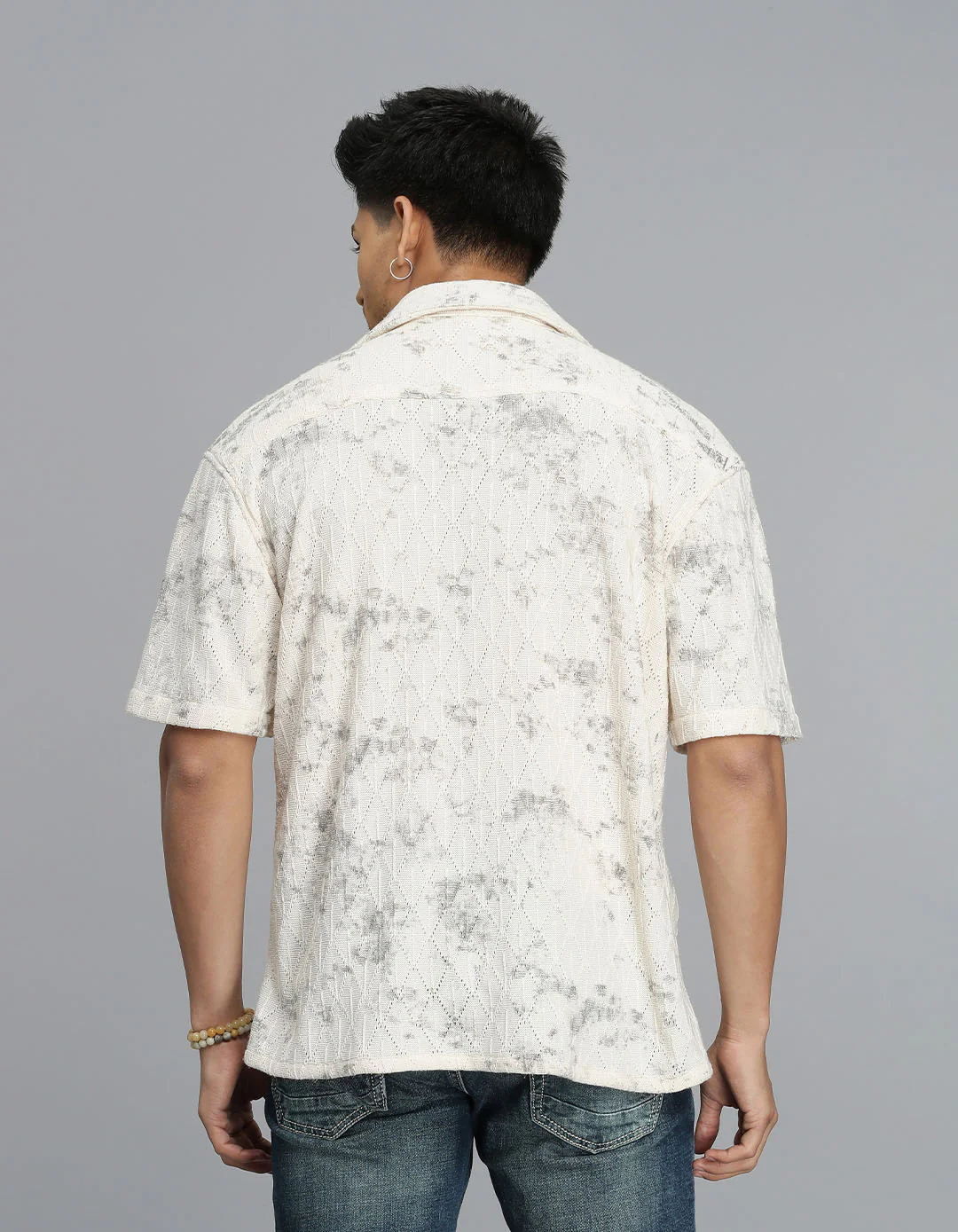 Beige Half Sleeves Crochet Shirt - Image 5