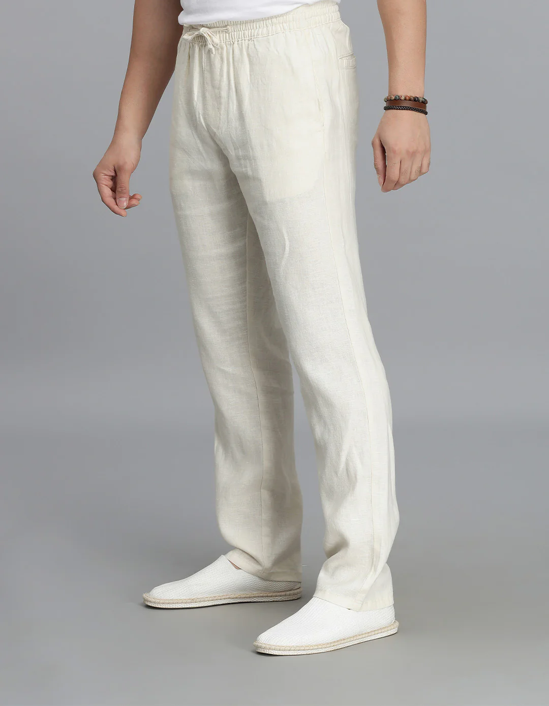 Beige 100% Linen Pant - Image 3