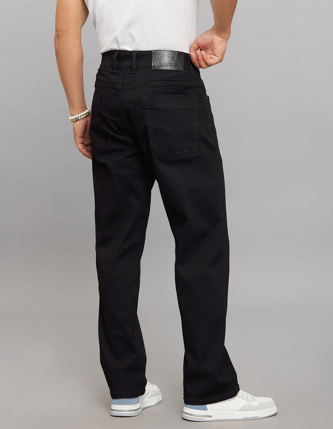Black Cropped Mid Rise, Comfort & Straight Fit Stretch Jeans - Image 5