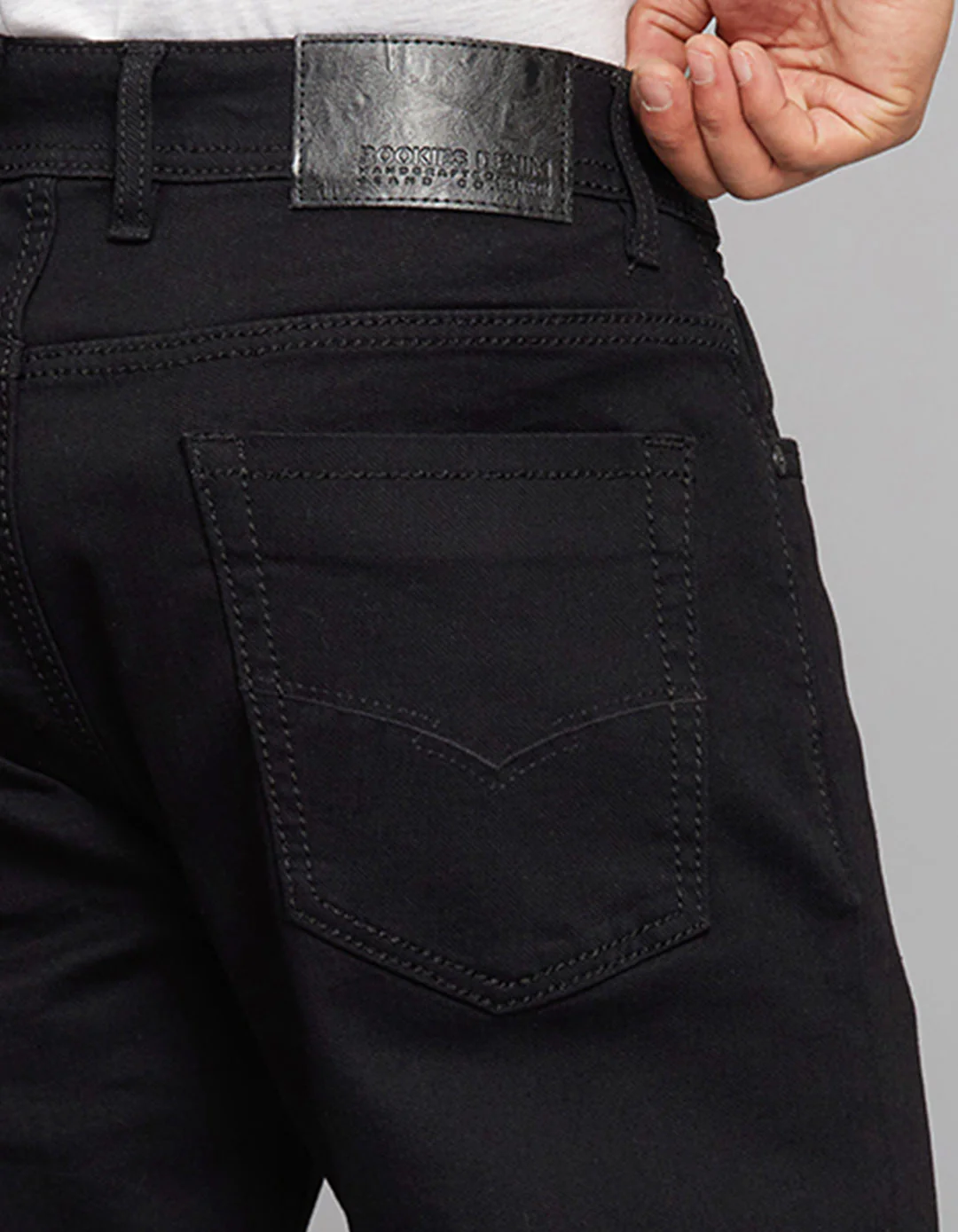 Black Cropped Mid Rise, Comfort & Straight Fit Stretch Jeans - Image 6