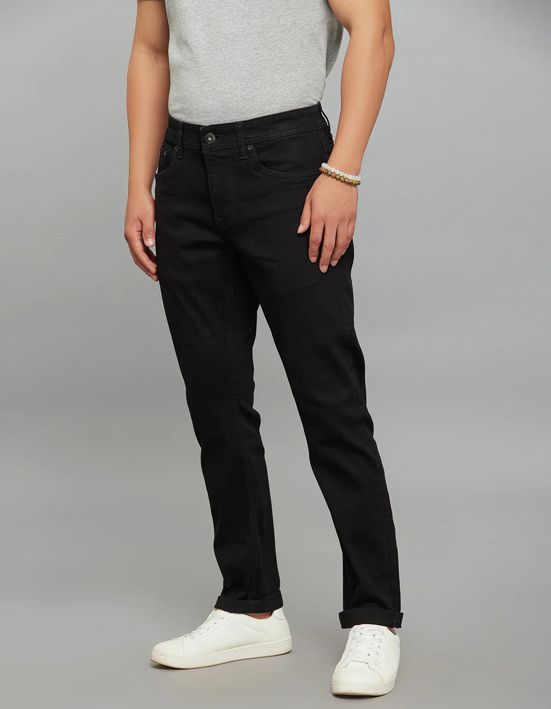 Black Low-Rise Tapered Ankle Length Classic Stretch Jeans - Image 2