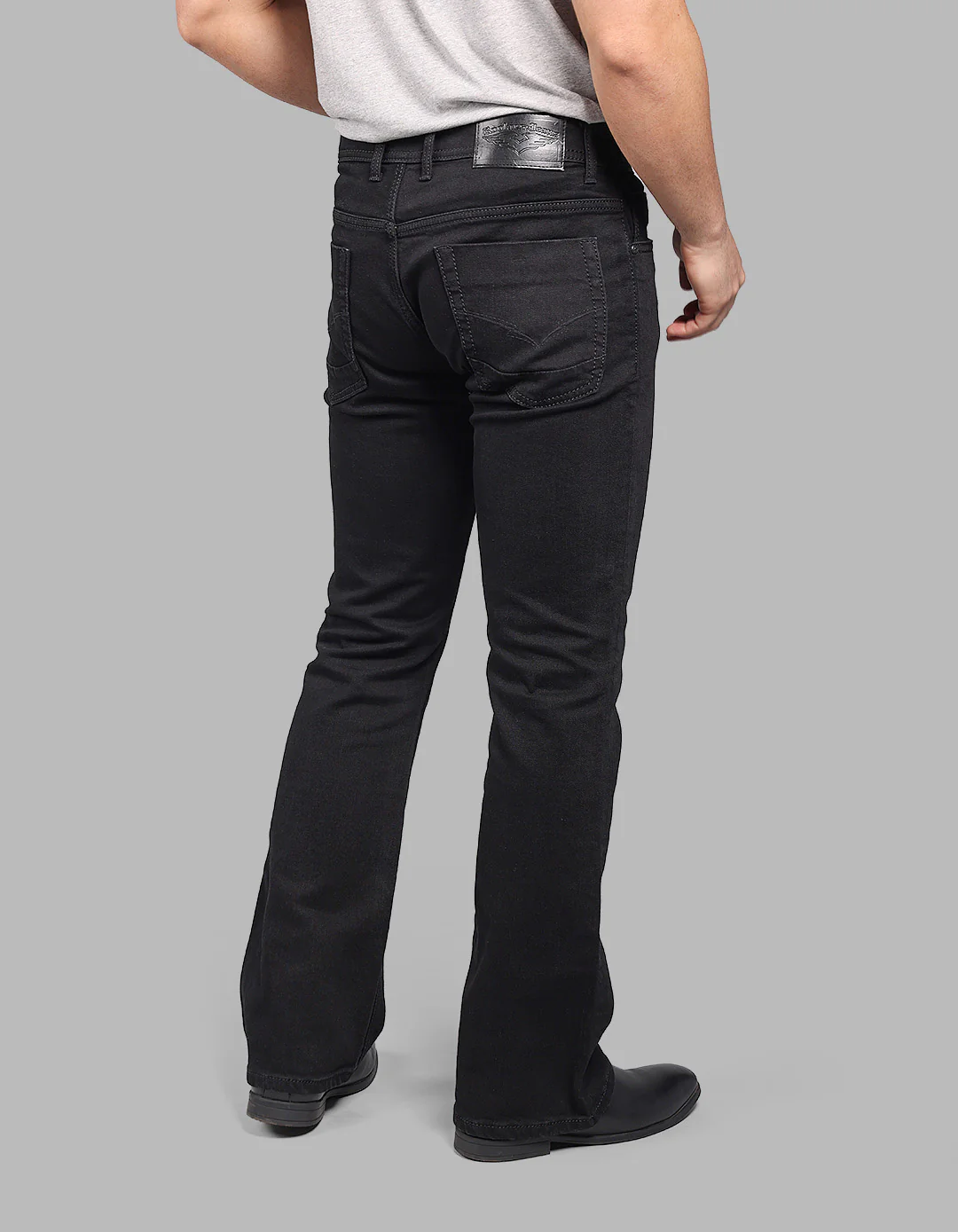 Black Mid Rise Loose Boot Leg Stretch Jeans - Image 7