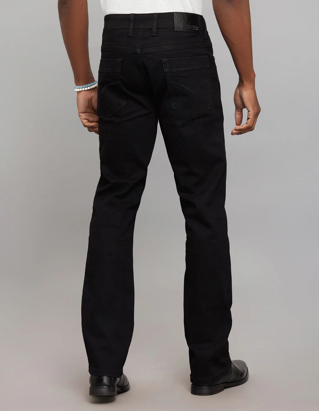 Black Mid Rise Loose Boot Leg Stretch Jeans - Image 4
