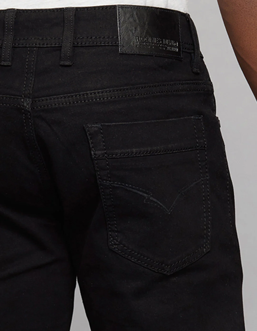 Black Mid Rise Loose Boot Leg Stretch Jeans - Image 5