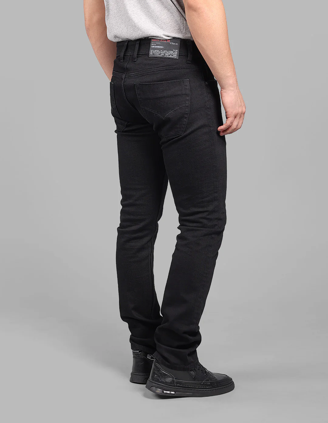 Black Mid-Rise Slim Straight Fit Stretch Jeans - Image 8