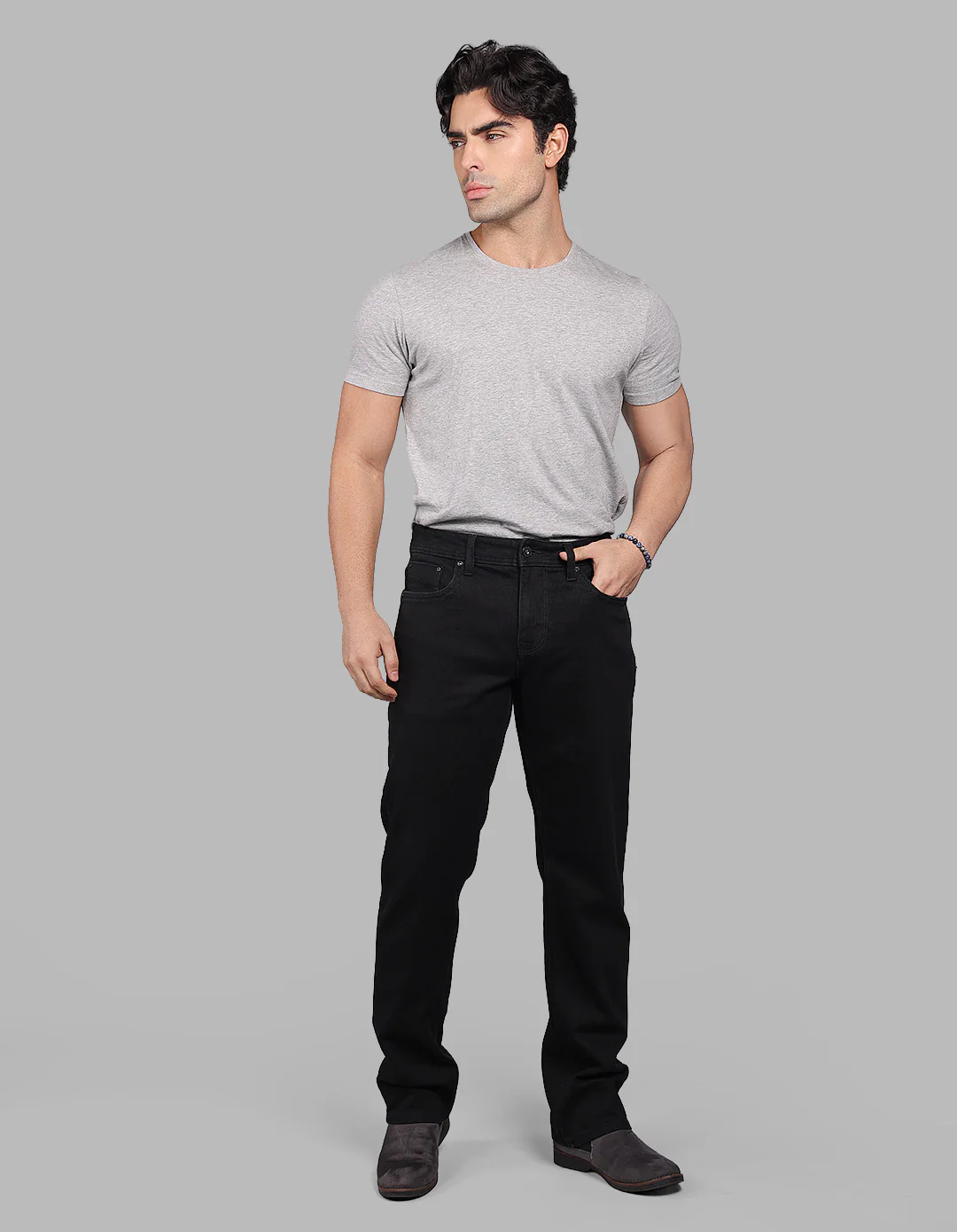 Black Midrise, Comfort And Straight Crop Length Stretch Jeans - Image 2
