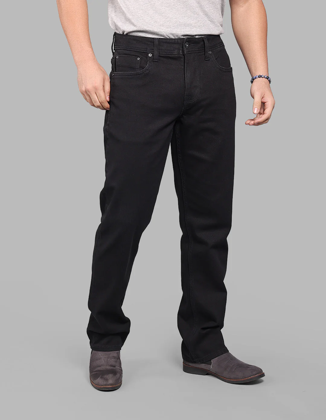Black Midrise, Comfort And Straight Crop Length Stretch Jeans - Image 3