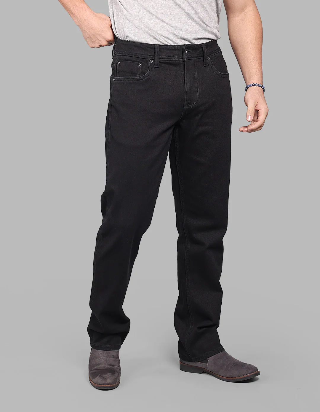 Black Midrise, Comfort And Straight Crop Length Stretch Jeans - Image 4
