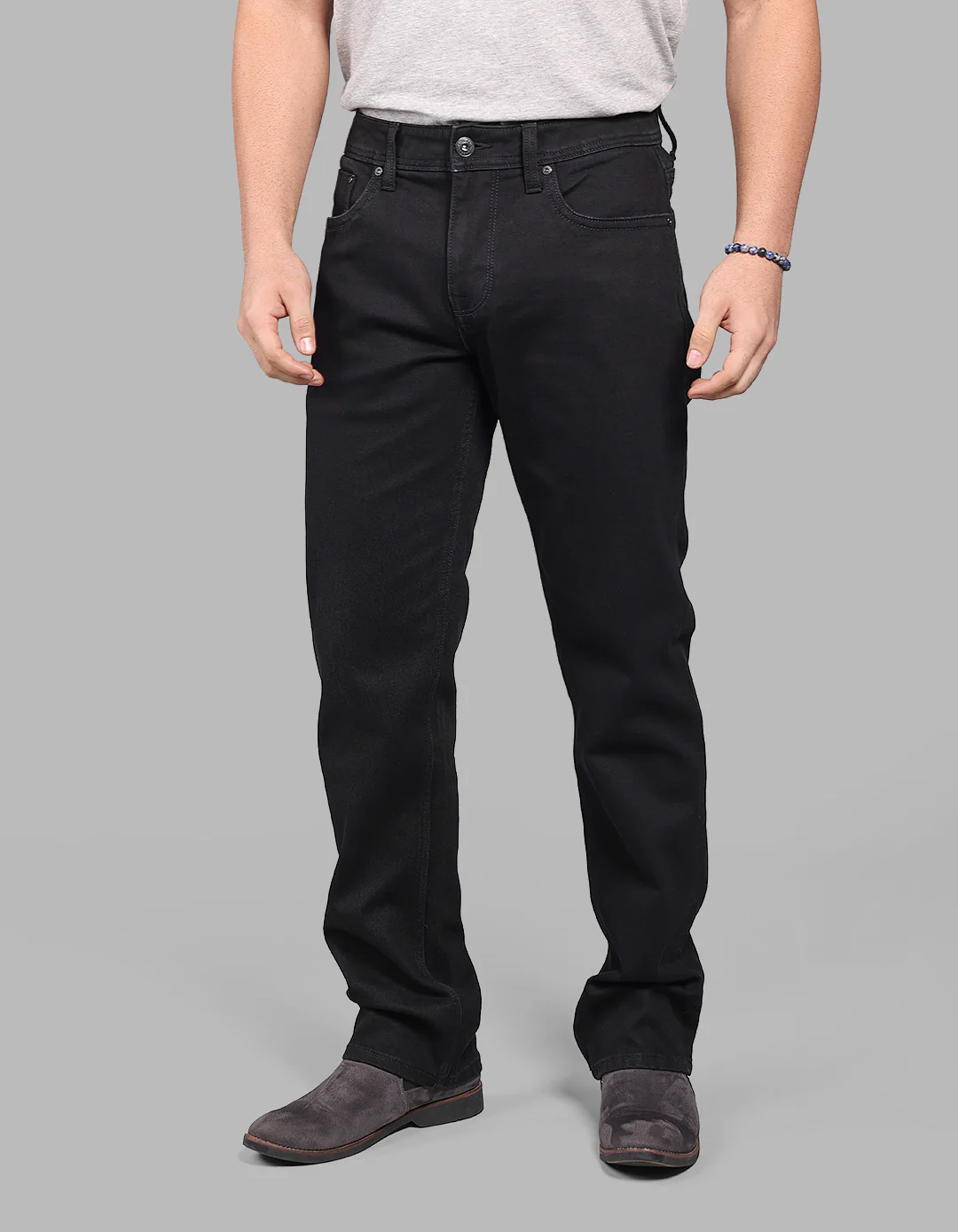 Black Midrise, Comfort And Straight Fit Stretch Jeans