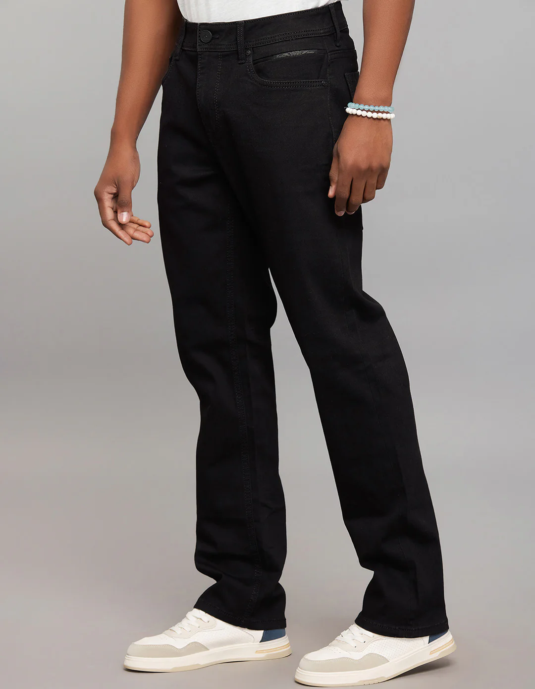 Black Midrise, Comfort And Straight Fit Stretch Jeans - Image 3
