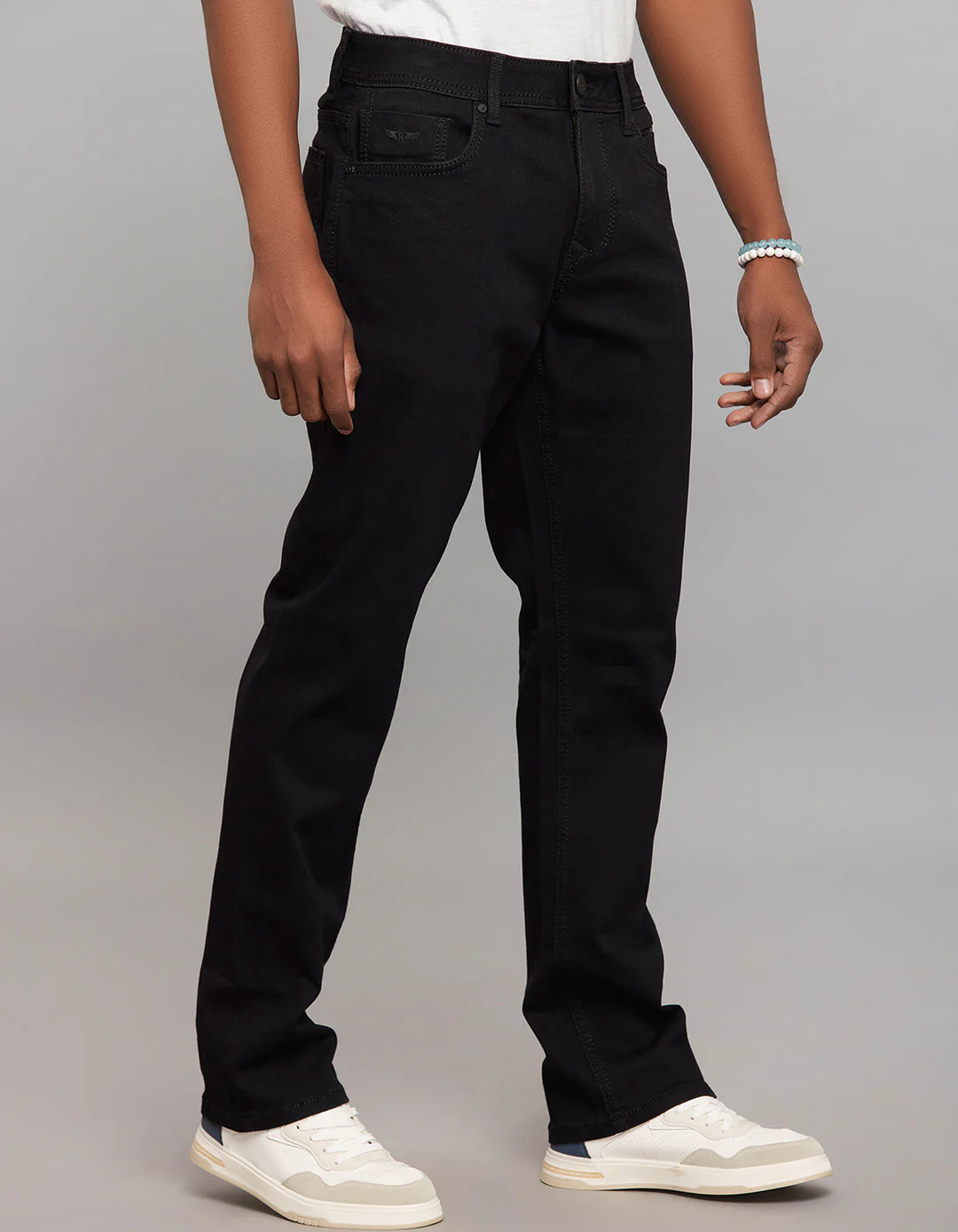 Black Midrise, Comfort And Straight Fit Stretch Jeans - Image 4