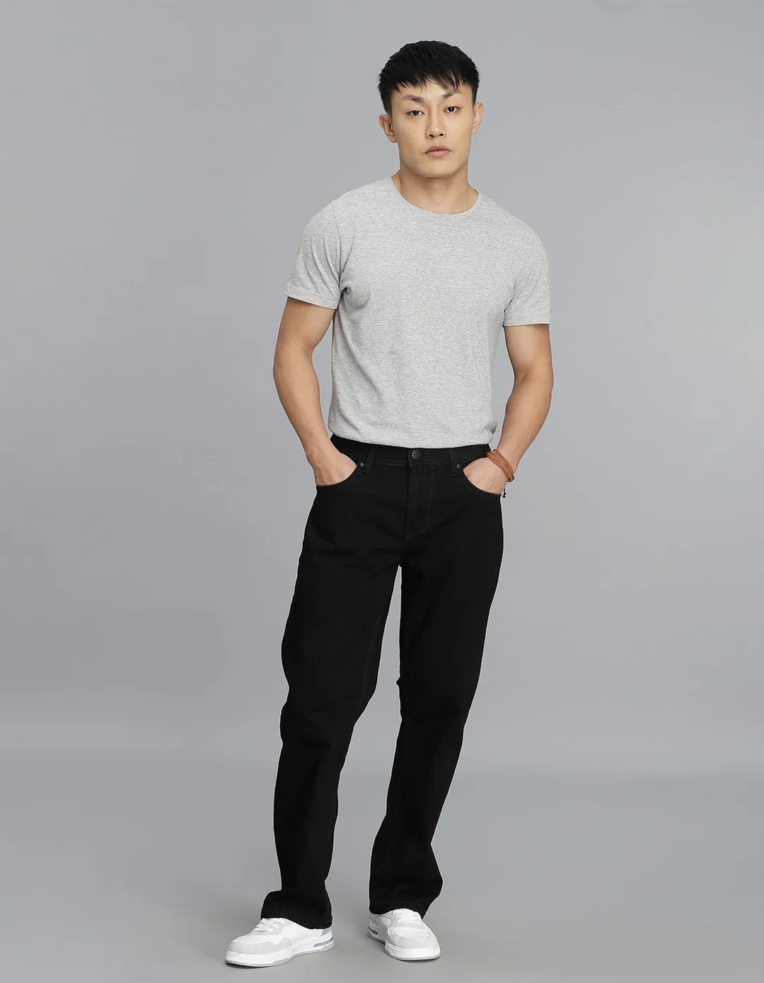 Black Midrise, Comfort Straight Fit Cropped Jeans - Image 2