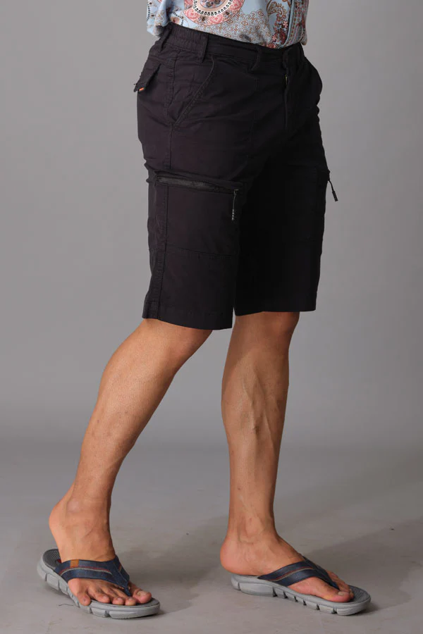 Black Cotton Cargo Short - Image 4