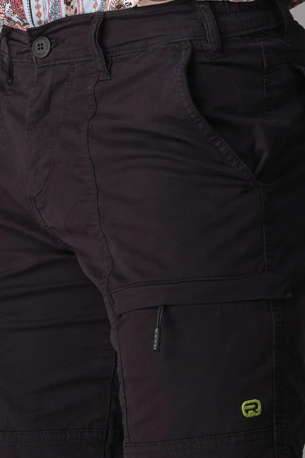 Black Cotton Cargo Short - Image 6