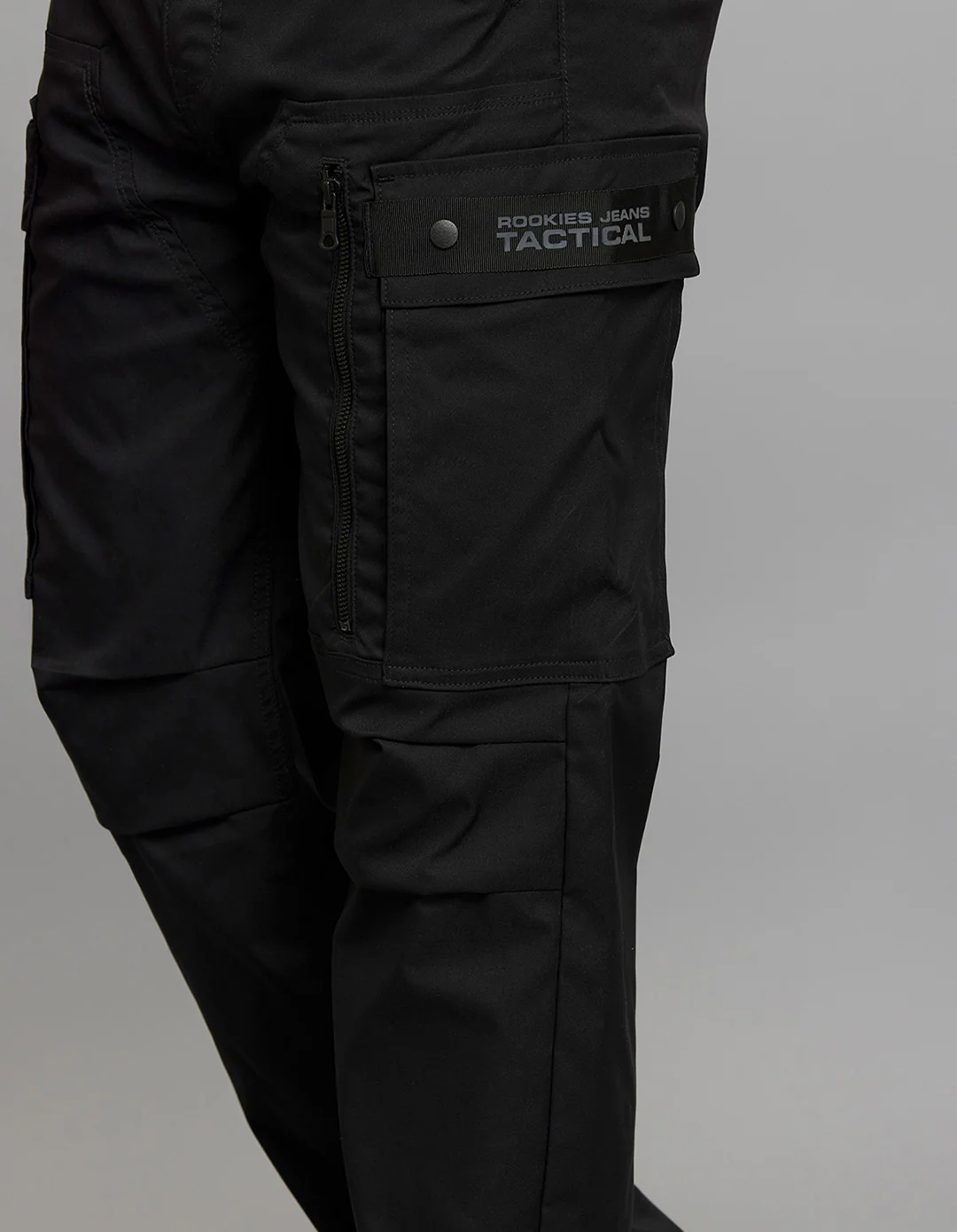 Black Comfort Straight Fit 100% Polyestor Cargo Pants - Image 6