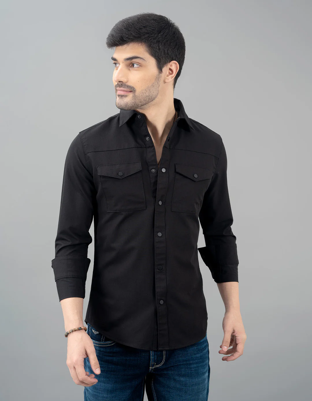 Black Full Sleeve Solid Shirt