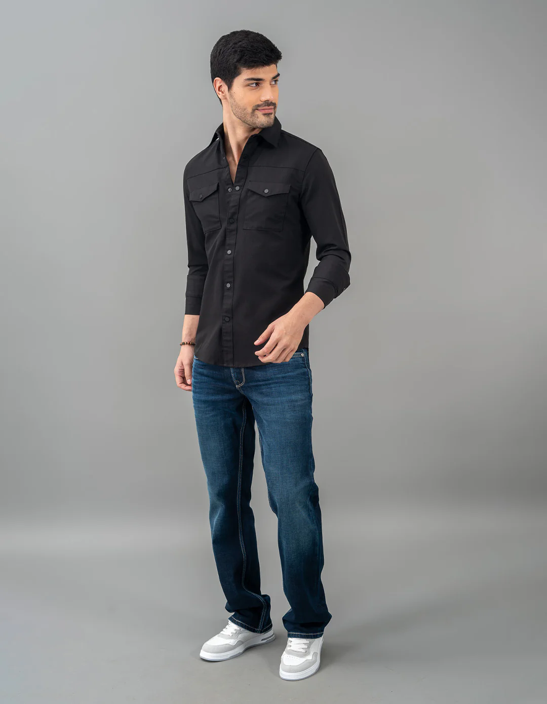 Black Full Sleeve Solid Shirt - Image 2