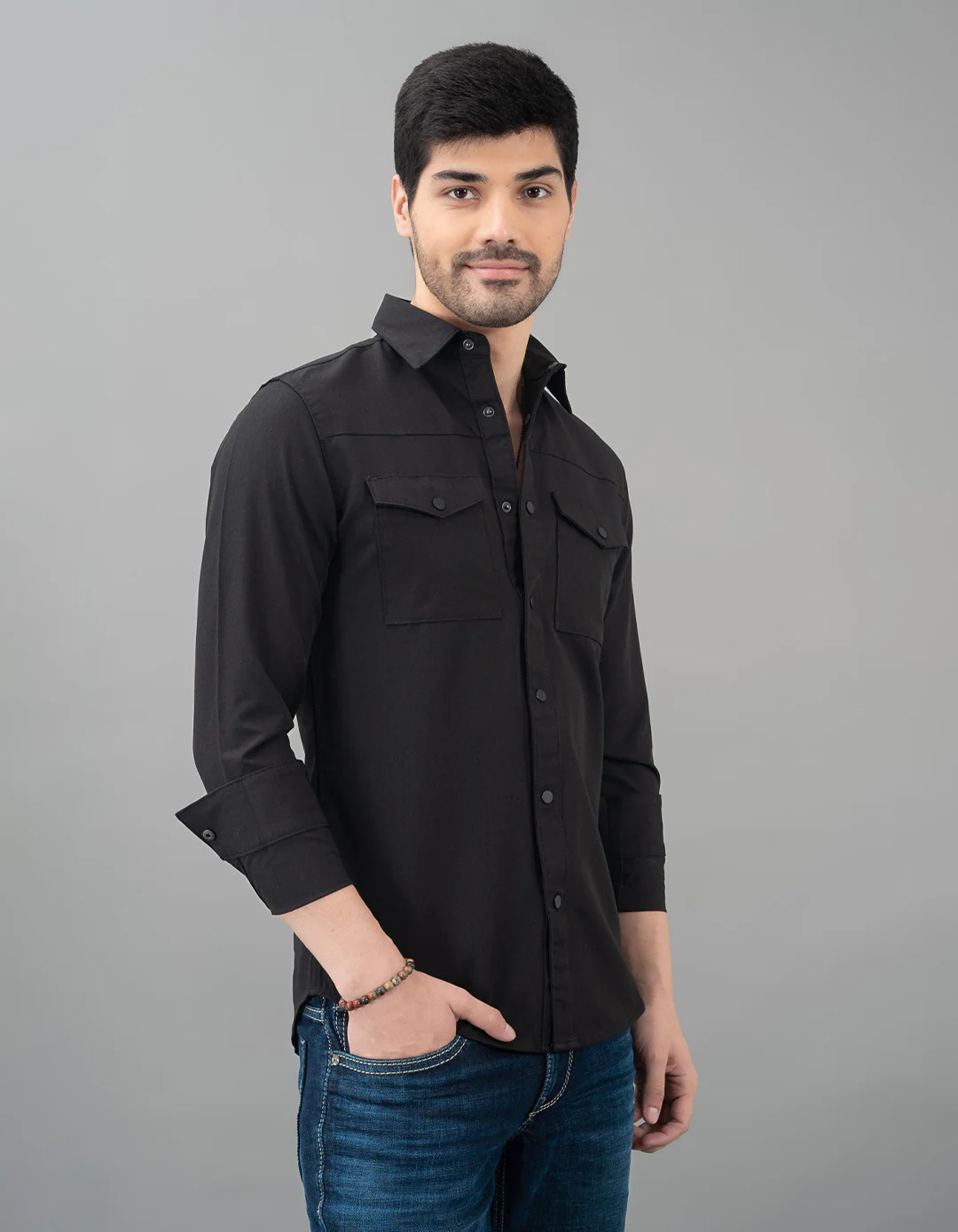 Black Full Sleeve Solid Shirt - Image 4