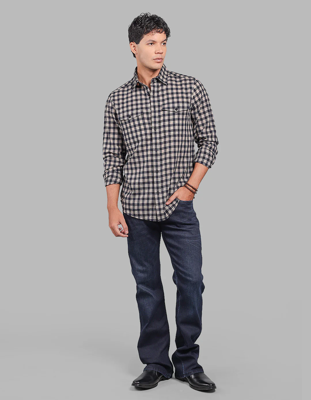 Black Full Sleeve Check Shirt - Image 2