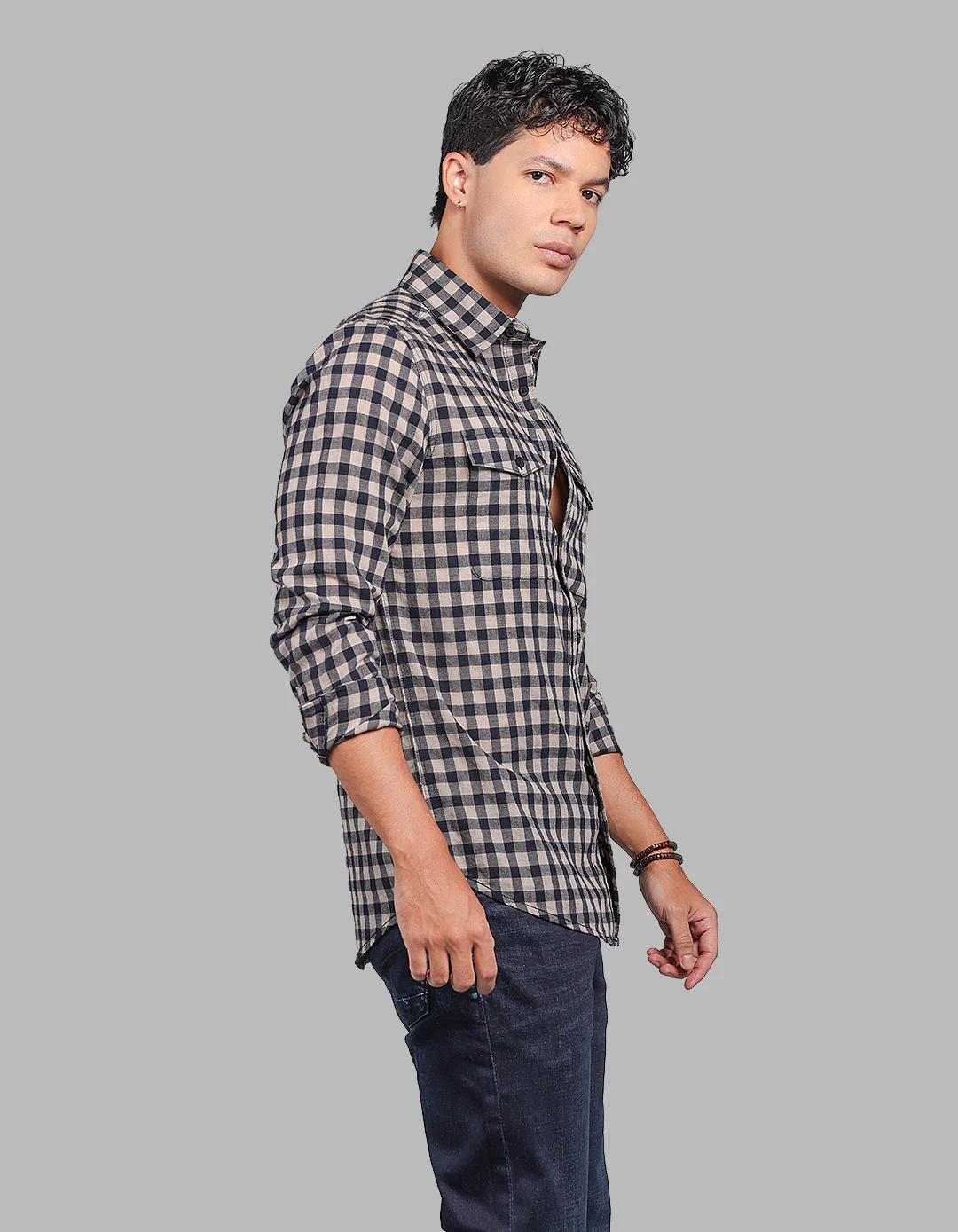 Black Full Sleeve Check Shirt - Image 4