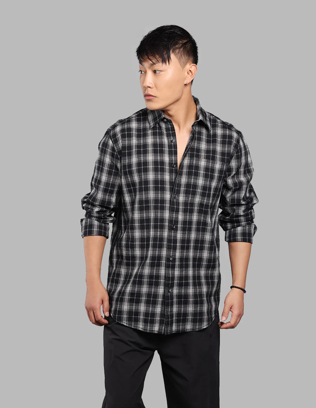 Black Full Sleeve Check Shirt