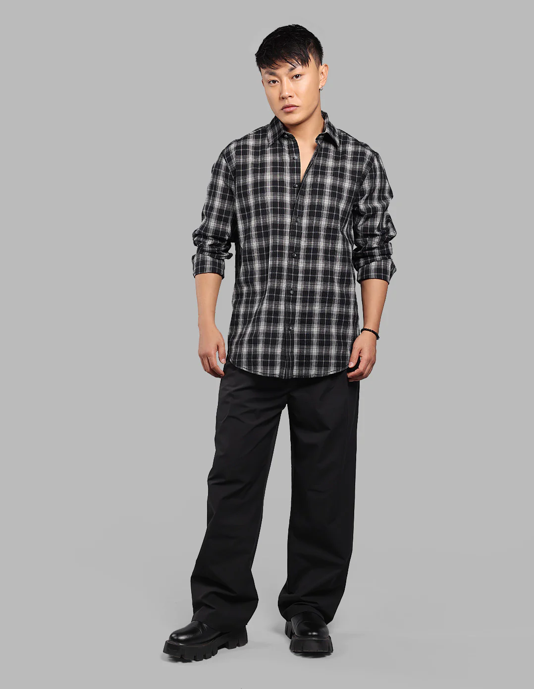 Black Full Sleeve Check Shirt - Image 2