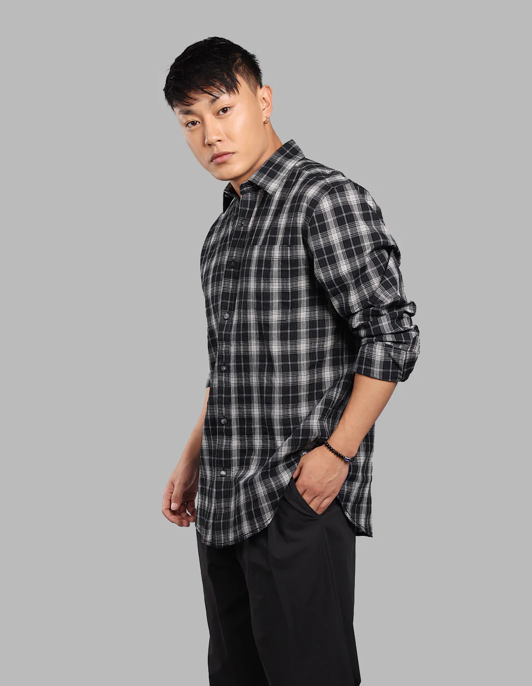 Black Full Sleeve Check Shirt - Image 3