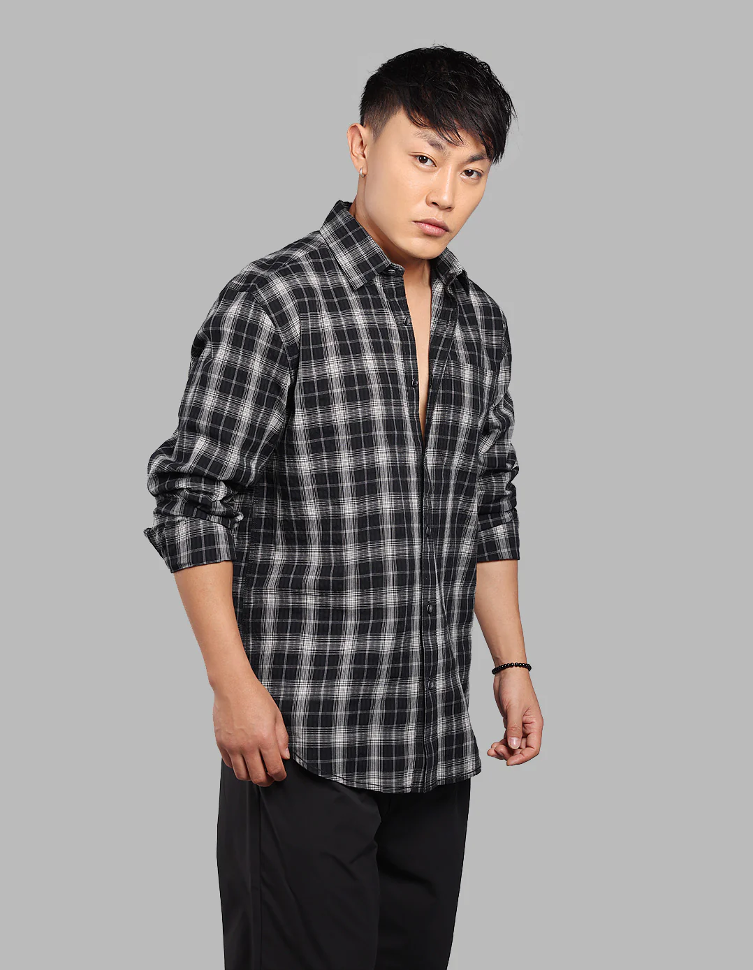 Black Full Sleeve Check Shirt - Image 4