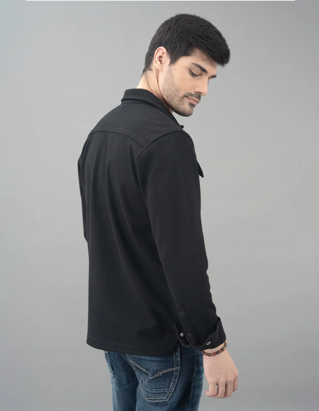 Black Full Sleeve Knit Shacket - Image 5