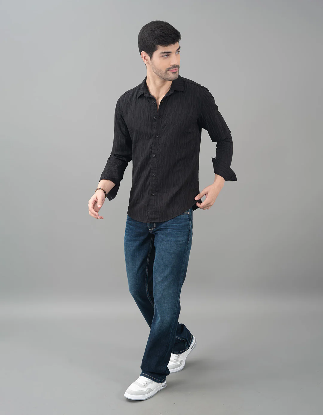 Black Full Sleeve Seersucker Shirt - Image 2