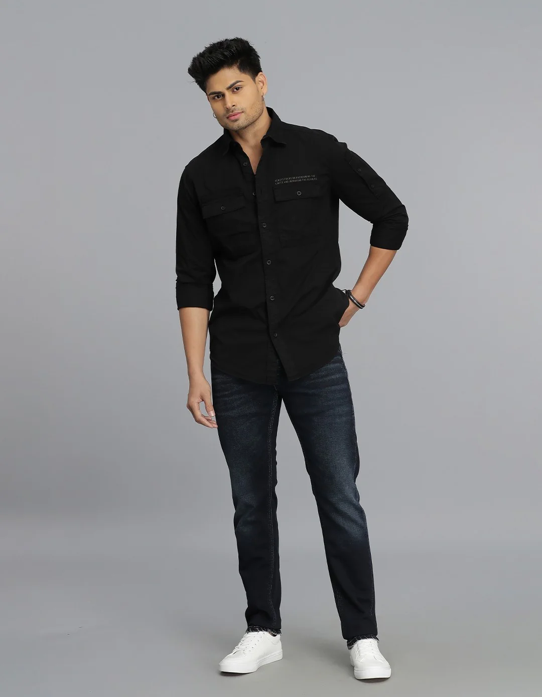 Black Full Sleeves Cargo Shirt - Image 2