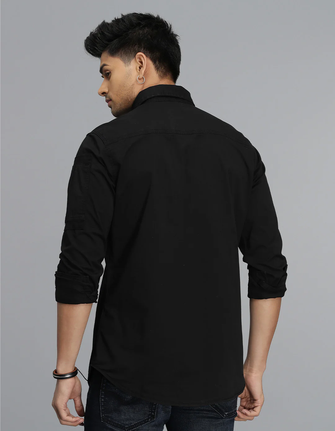 Black Full Sleeves Cargo Shirt - Image 5