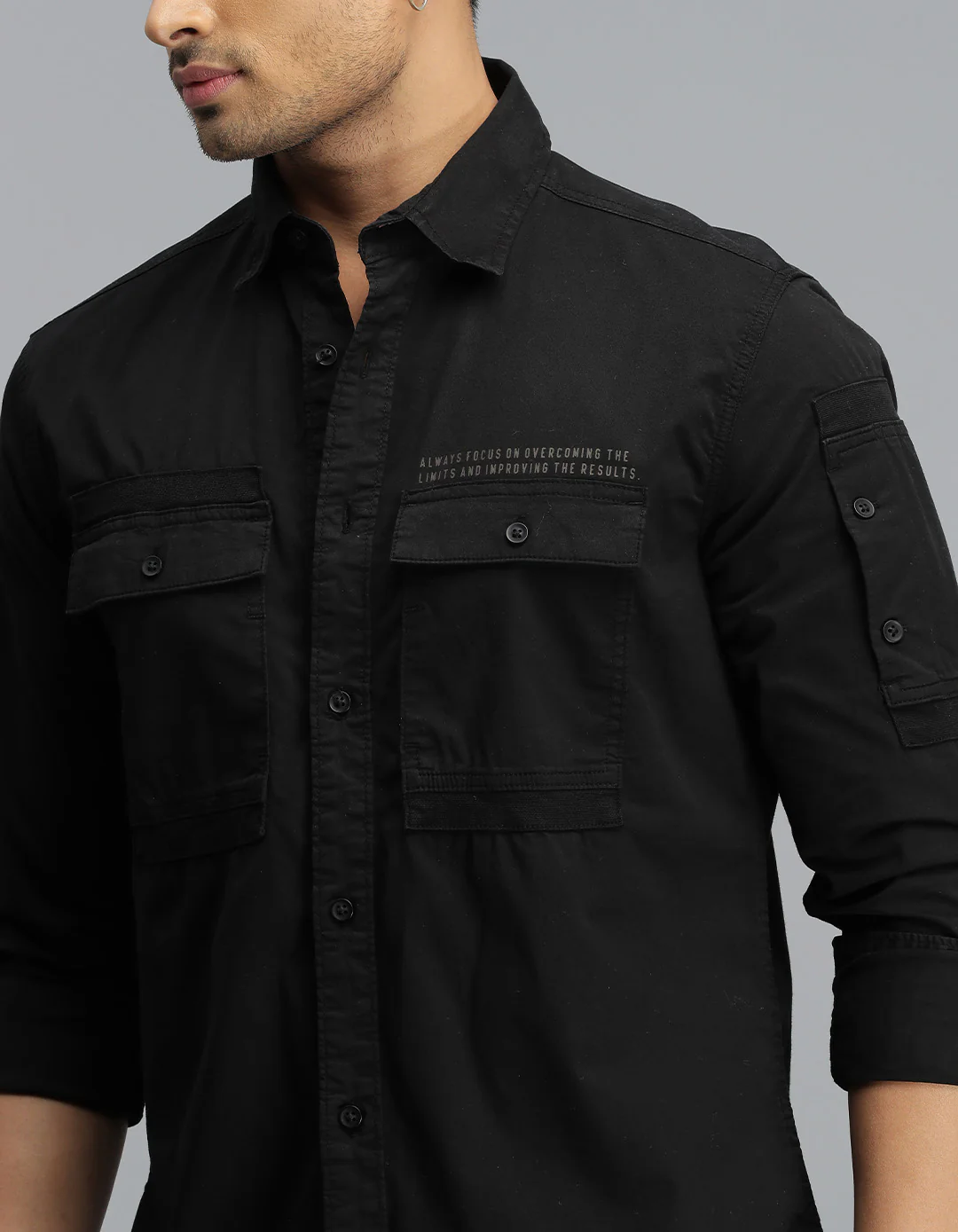 Black Full Sleeves Cargo Shirt - Image 6