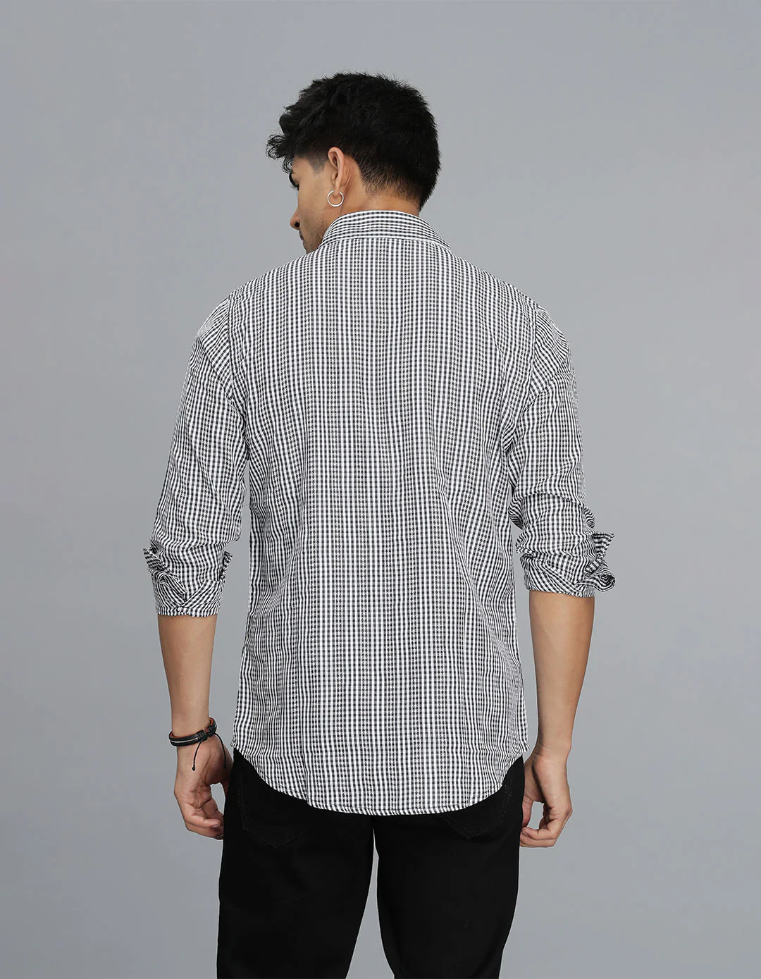 Black Full Sleeves Check Shirt - Image 4