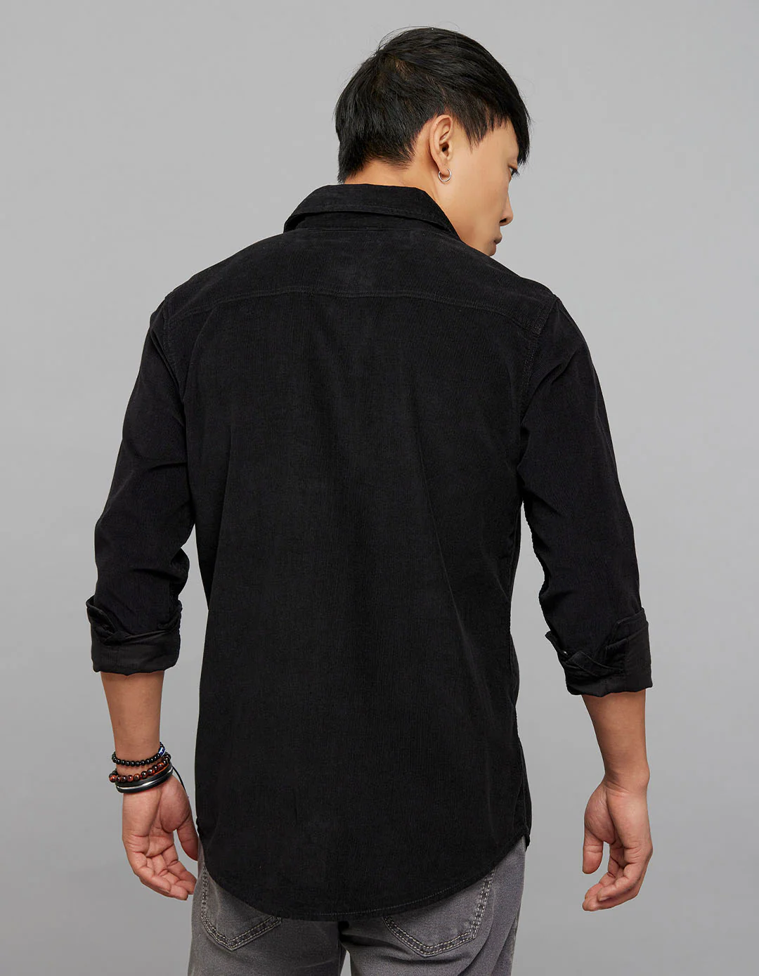 Black 100% Cotton Full Sleeves Corduroy Shirt - Image 5