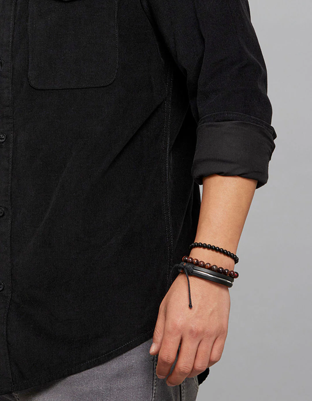 Black 100% Cotton Full Sleeves Corduroy Shirt - Image 7