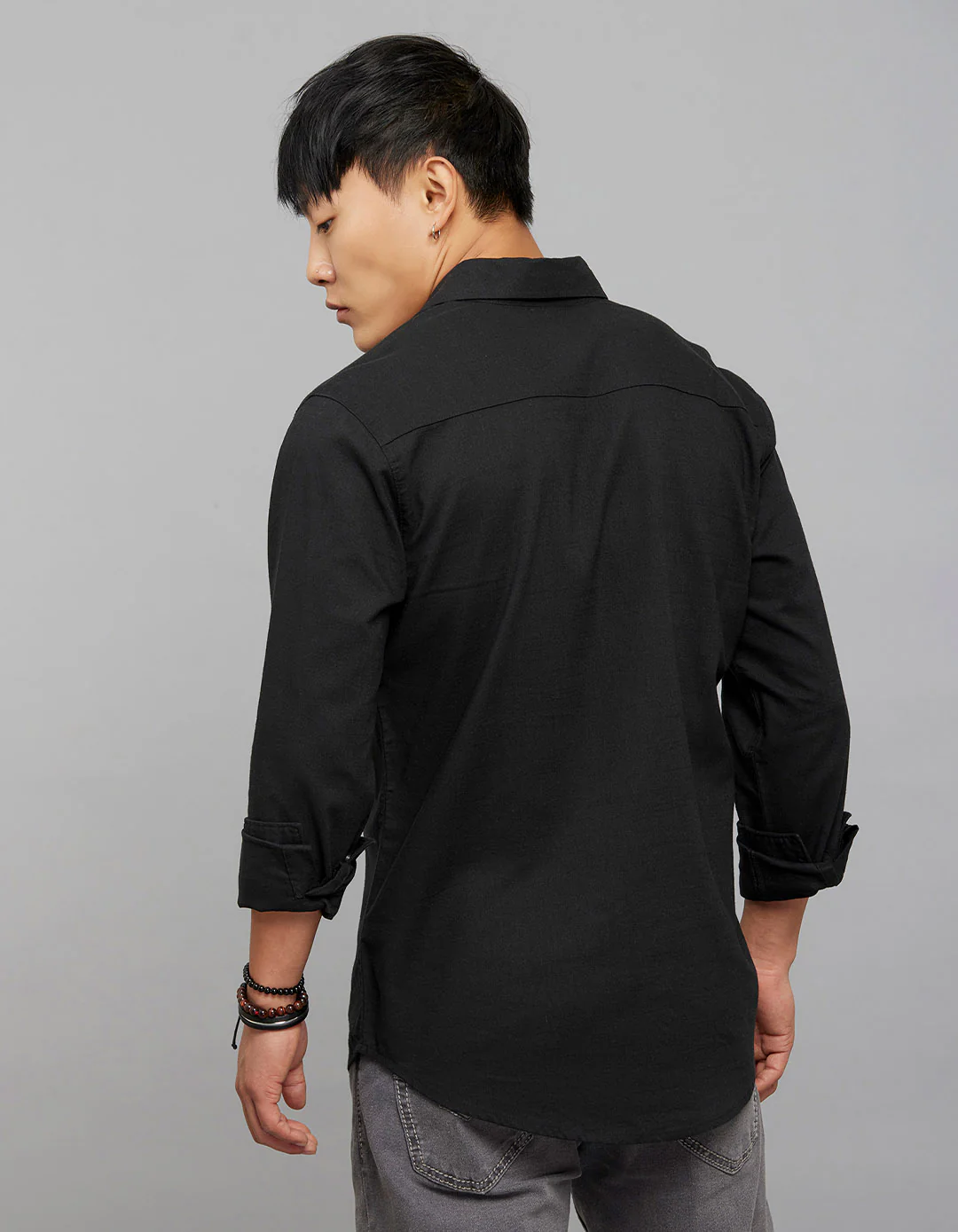 Black Full Sleeves Linen Blend Shirt - Image 5