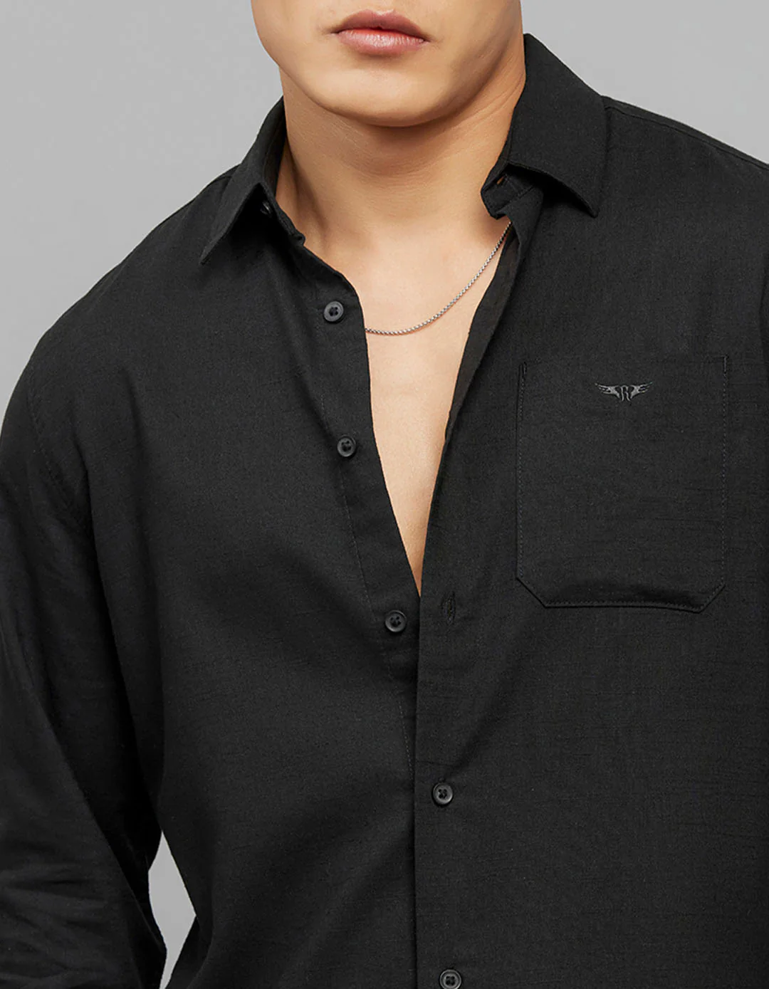 Black Full Sleeves Linen Blend Shirt - Image 6