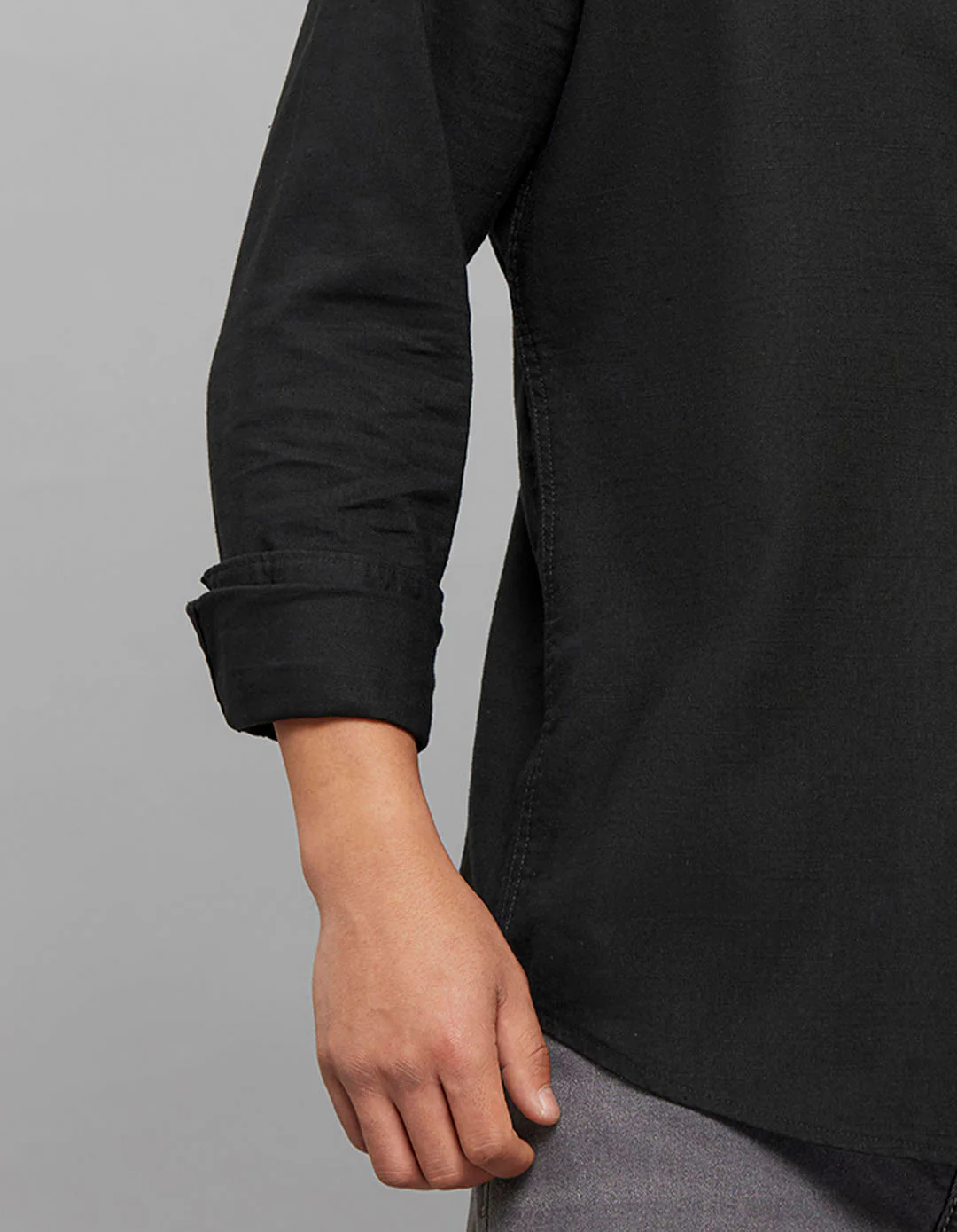 Black Full Sleeves Linen Blend Shirt - Image 7
