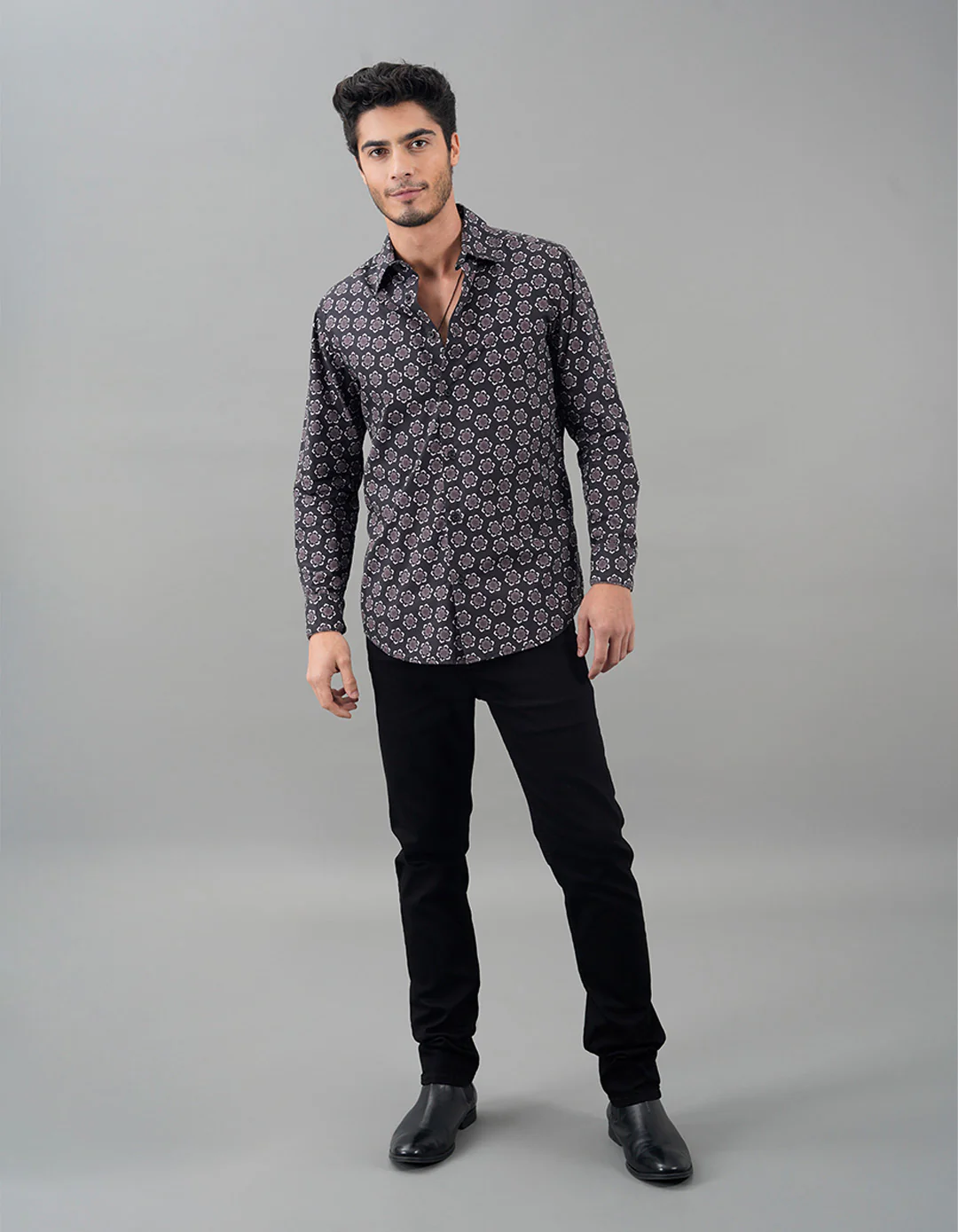 Black Full Sleeves Printed Shirt - Image 2