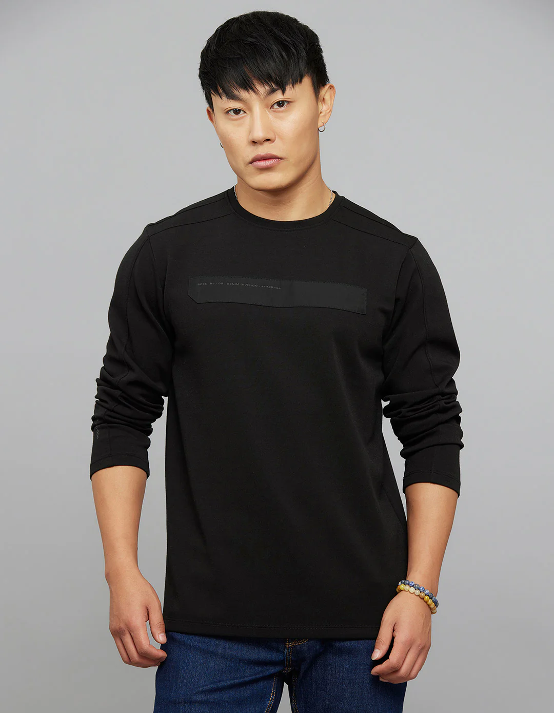 Black Full Sleeves Round Neck Tee