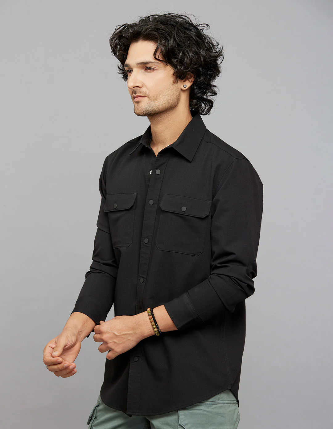 Black Full Sleeves Solid Shirt - Image 3